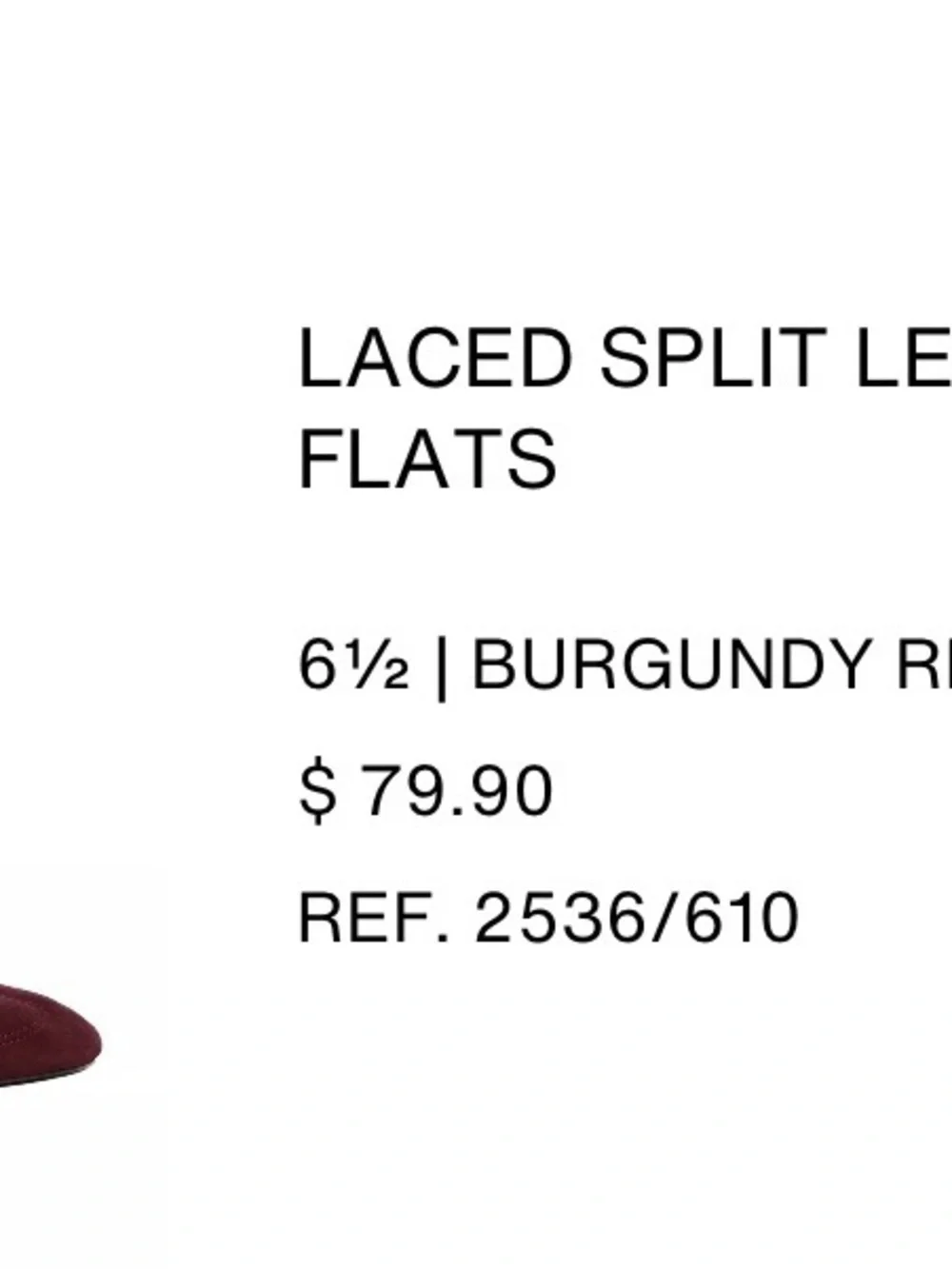 Zara Burgundy faux Suede Ballet Flat with Striped Bow